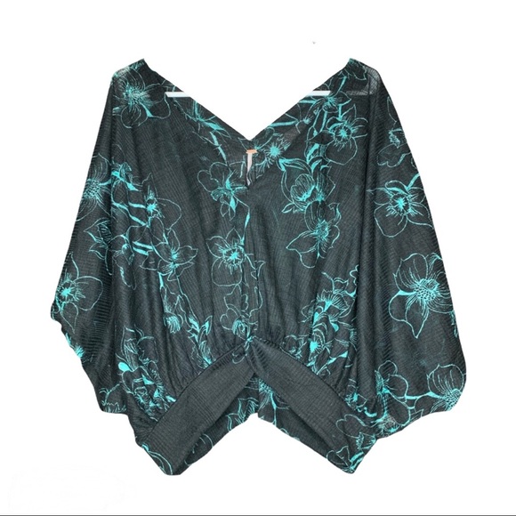 Free People Tops - Free People Black Floral Poncho